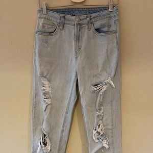 High rise ripped jeans